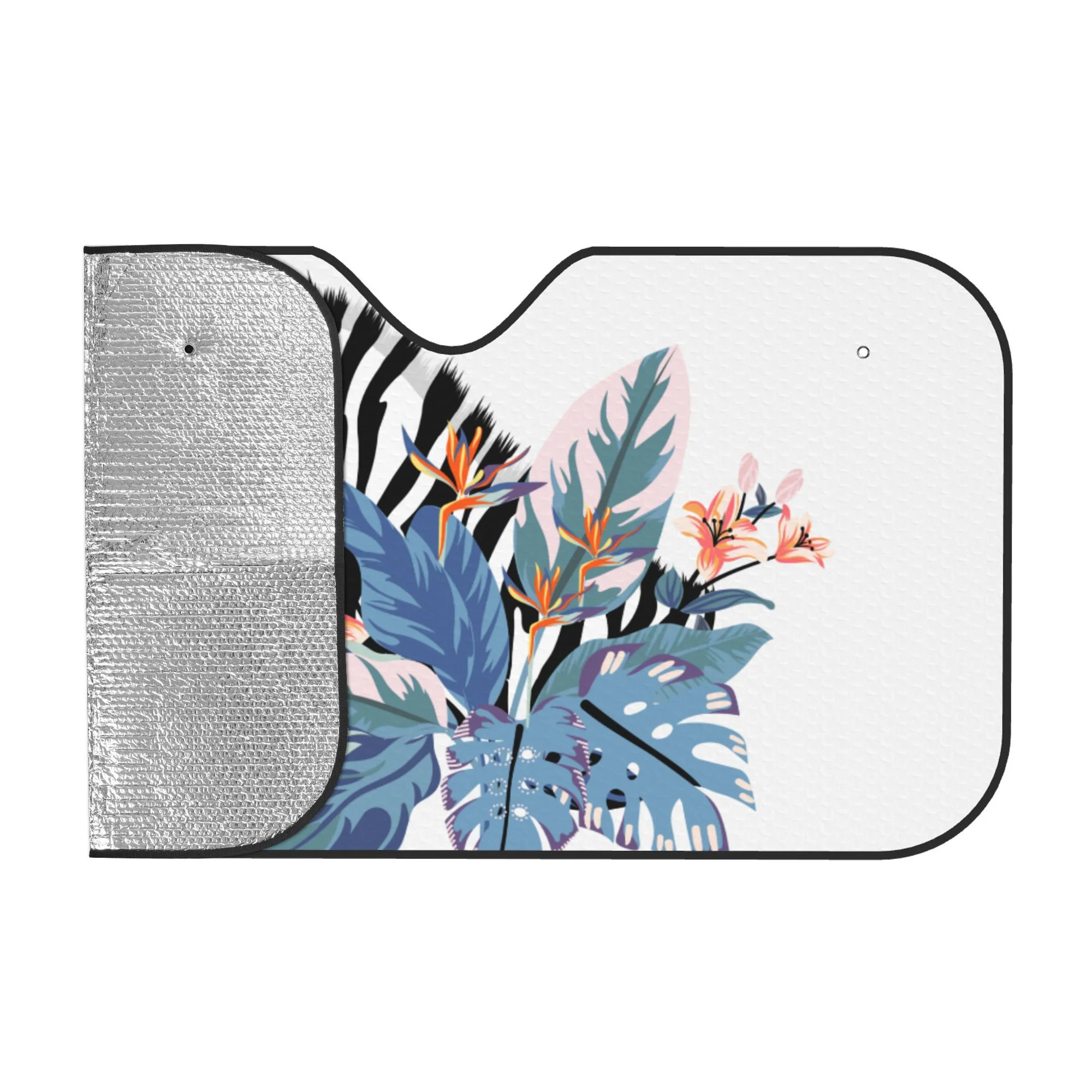 YFYANG Front Windshield Sun Shade, Zebra Plant Pattern Foldable Car Visor for Cars, Trucks, SUVs, Small