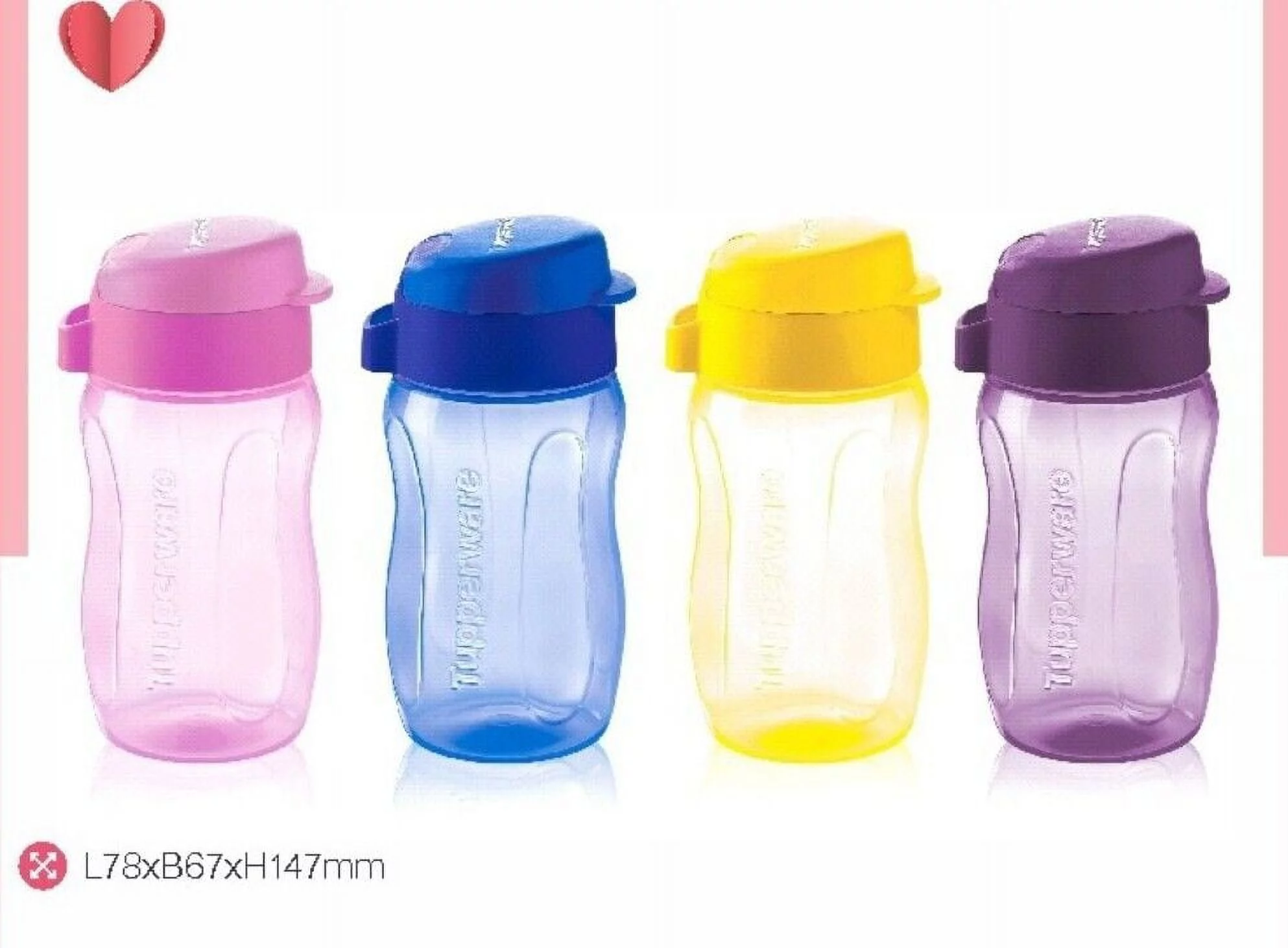 TUPPERWARE WATER BOTTLE SET OF 4,310 ML