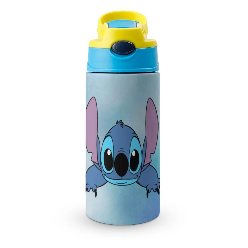 Cute Stitch Blue Children's Water Bottle Vacuum Insulated Stainless Steel Cup With Straw Toddler Thermoses