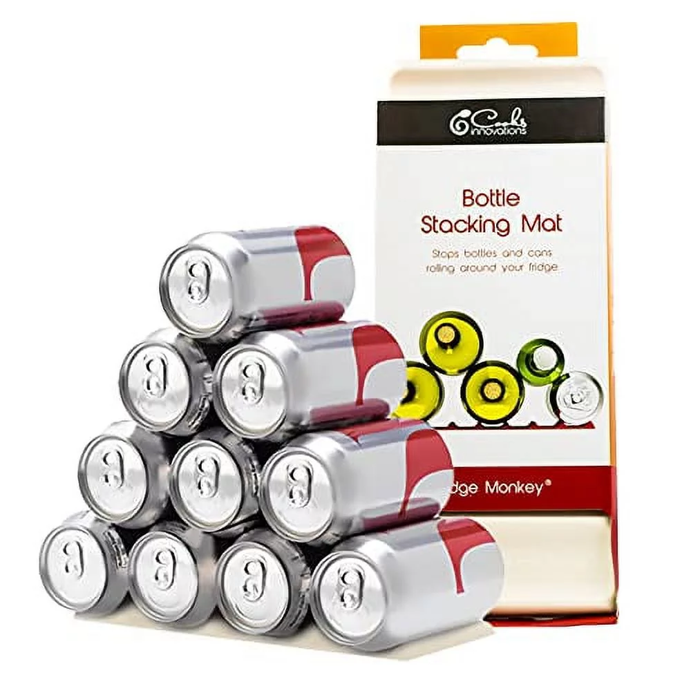 The Fridge Monkey® 2 Pack by Cooks Innovations Wine & Soda Can Organizer for Refrigerator - Drink Organizer Holder Makes Cans & Bottles Stackable for Easy Storage - Cream