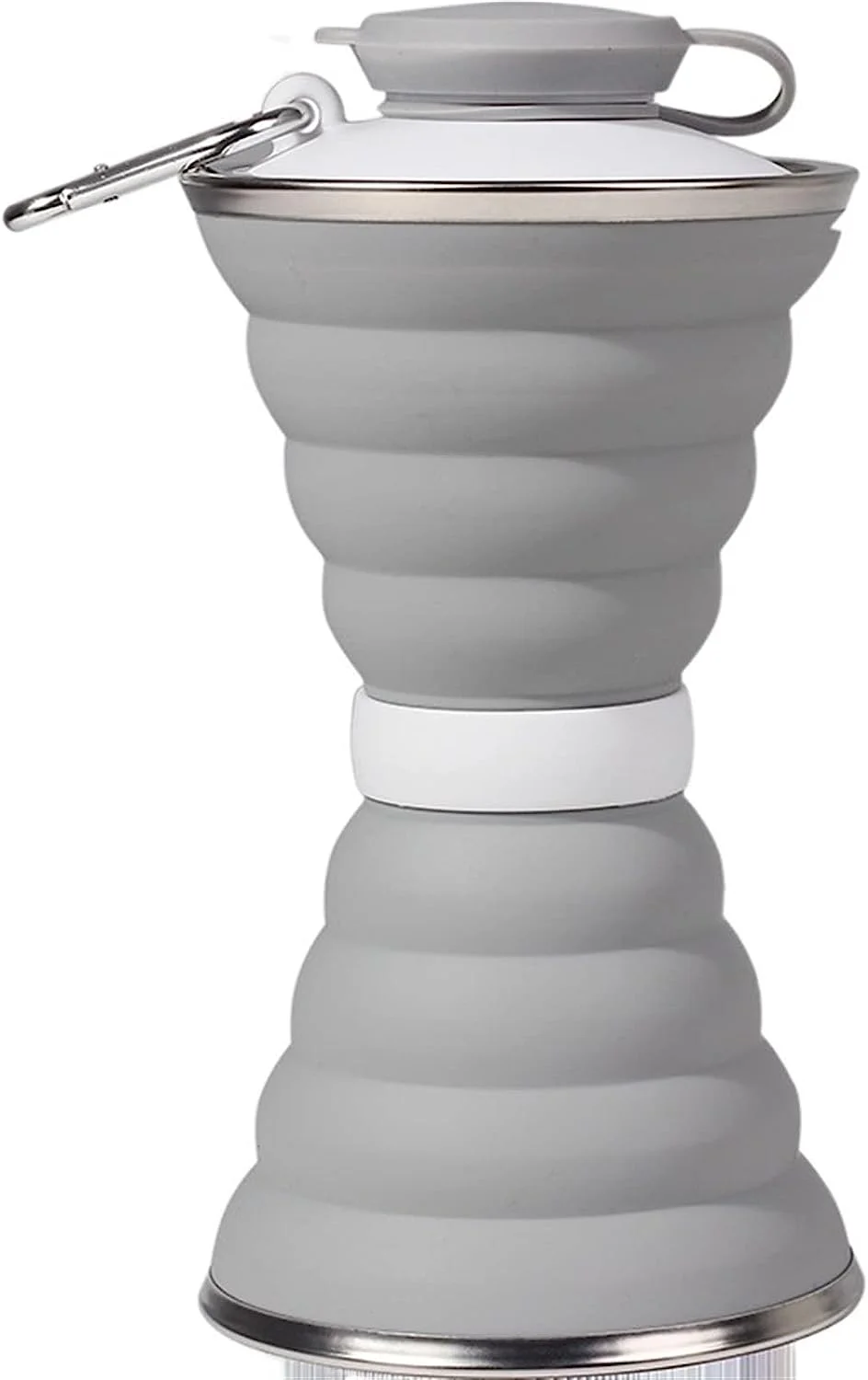 Tumblers with Straw Silicone Collapsible Water Bottles for Sports Drink Camping Travel My Cycling Foldable Bottle Coffee Cup (Color : Gray)