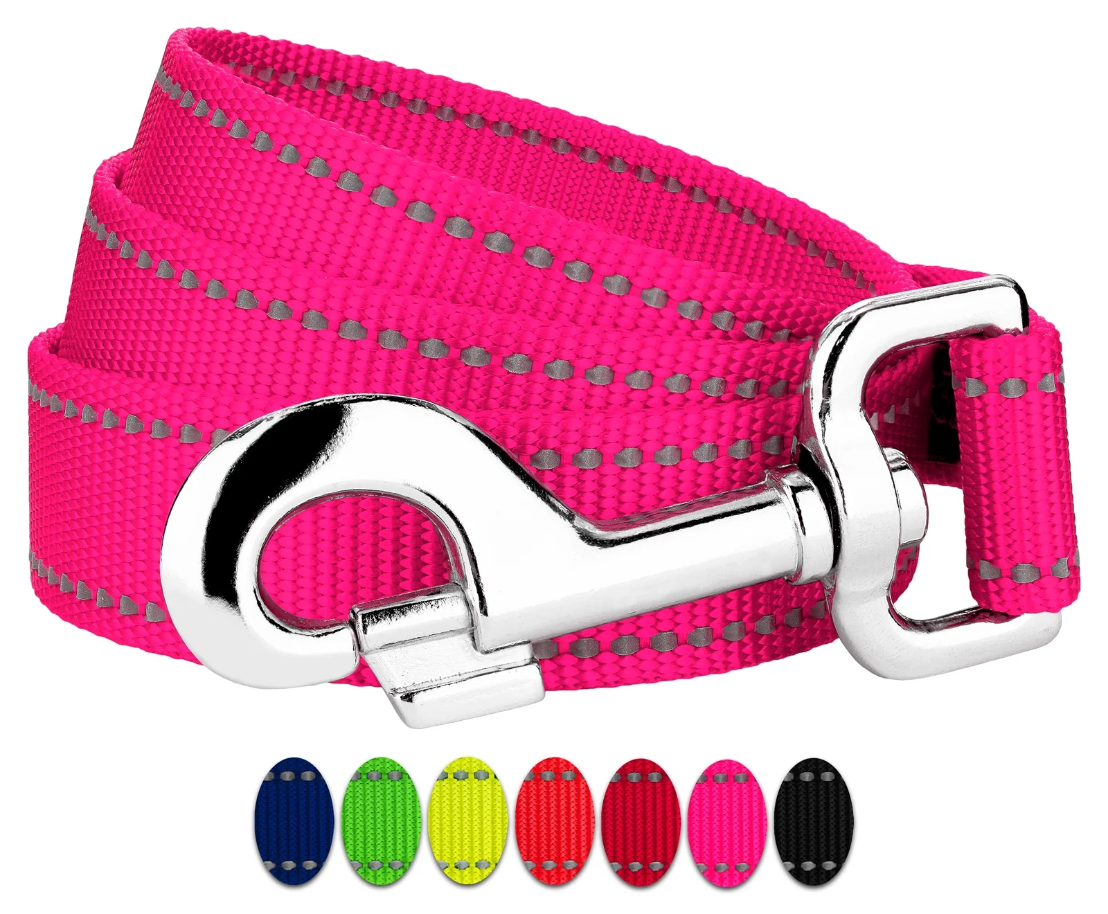 Country Brook Petz® 3/4 inch Hot Pink Reflective Nylon Dog Leash, 6 Foot