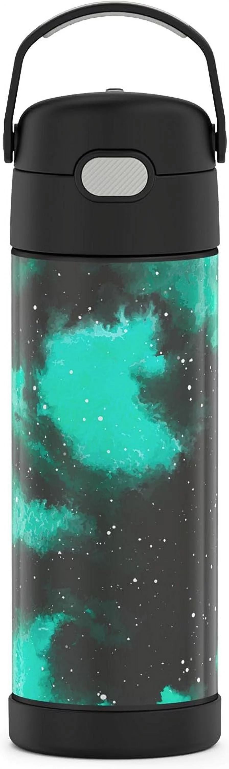 THERMOS FUNTAINER 16 Ounce Stainless Steel Vacuum Insulated Bottle with Wide Spout Lid, Galaxy Green