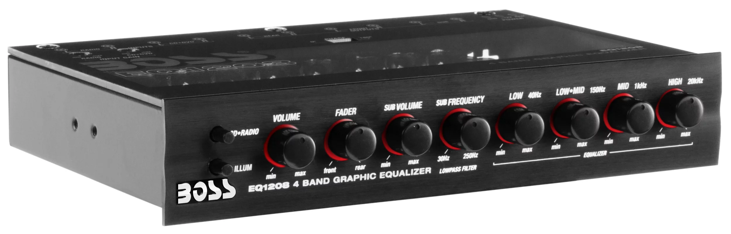 NEW BOSS EQ1208 4-Band Preamp Car Audio Equalizer w/ Subwoofer Sub Output EQ Out
