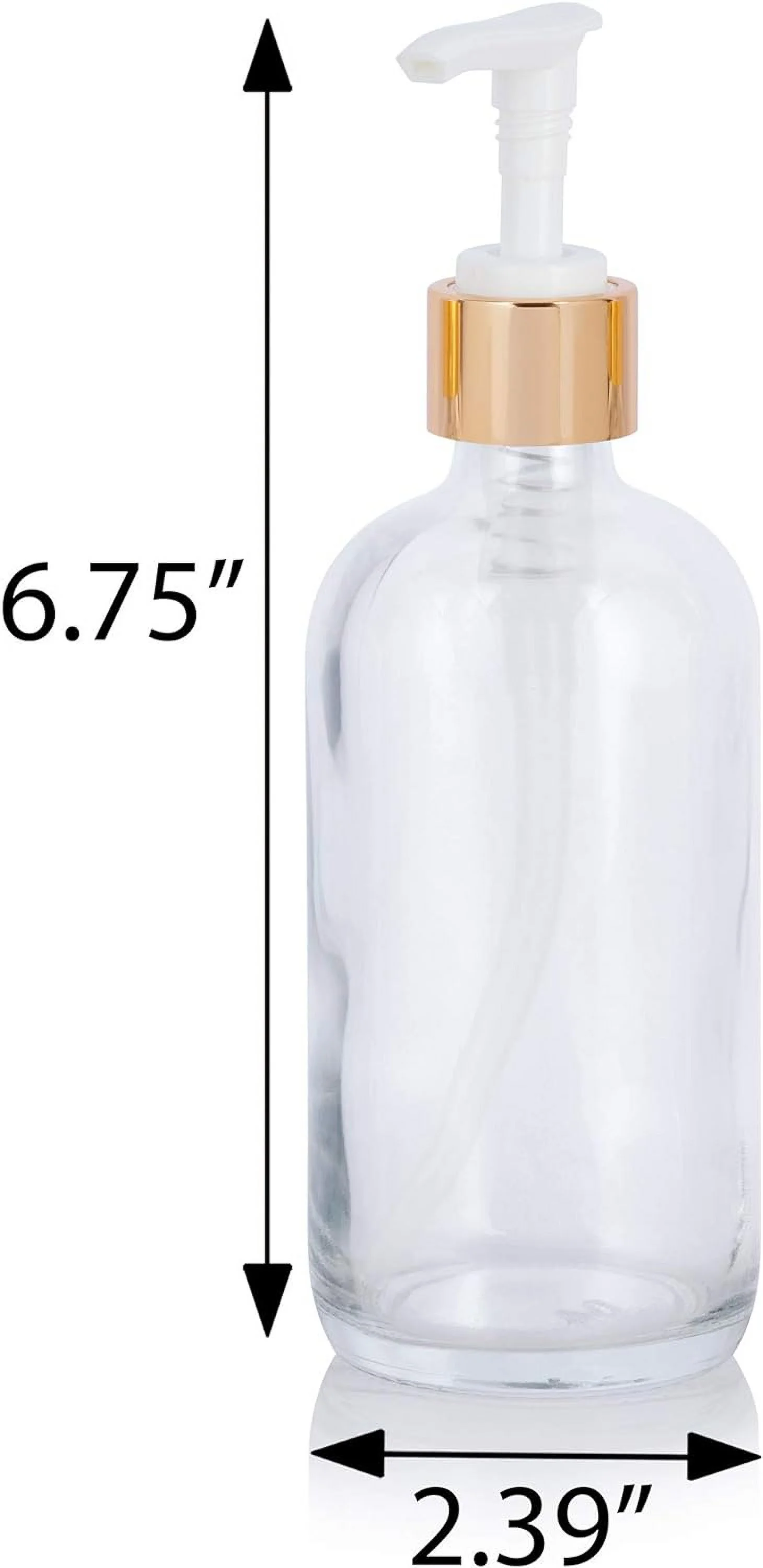 8 Oz Clear Round Thick Plated Glass Bottle With Pump (4 Pack)