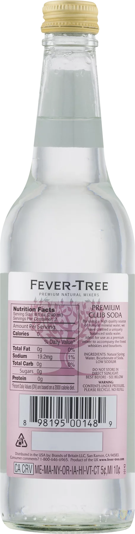 (8 Bottles) Fever-Tree Club Soda, 16.9 fl oz