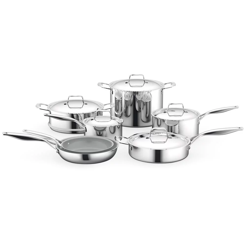 NutriChef Kitchen Kitchenware Pots & Pans Set-12-Piece Set Clad Kitchen Cookware W/ Steel Handles