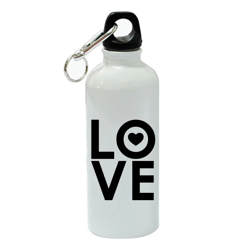 LOVE White Aluminum Sports 20 oz Water Bottle