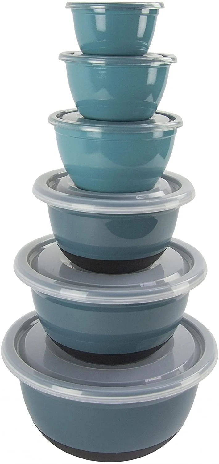 Bowl Set - Plastic, Durable Kitchenware, Dishwasher Safe - Made In The - Prussian Blue & Light Teal