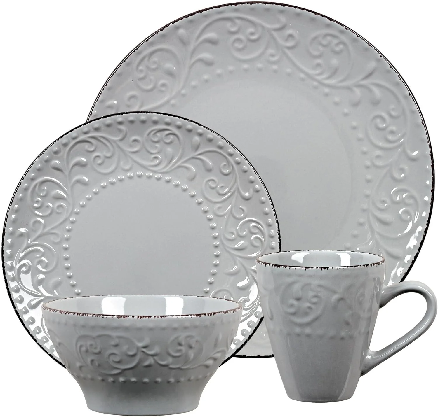 LH527 Dinnerware Set For Entertaining, One Size, Gray
