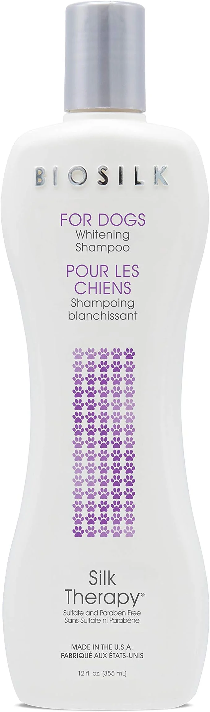 BioSilk for Dogs Silk Therapy Whitening Shampoo | Best Brightening for White Dogs to Keep A Clean, White Coat, 12 Oz Shampoo Bottle for All Dogs