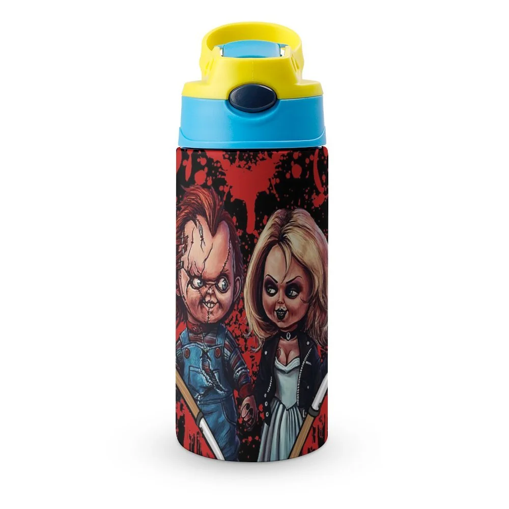 Bride Of Chucky Play Kid's Insulated Water Bottle With Straw Vacuum Stainless Steel Cup Leak-Proof Children Toddler Thermoses