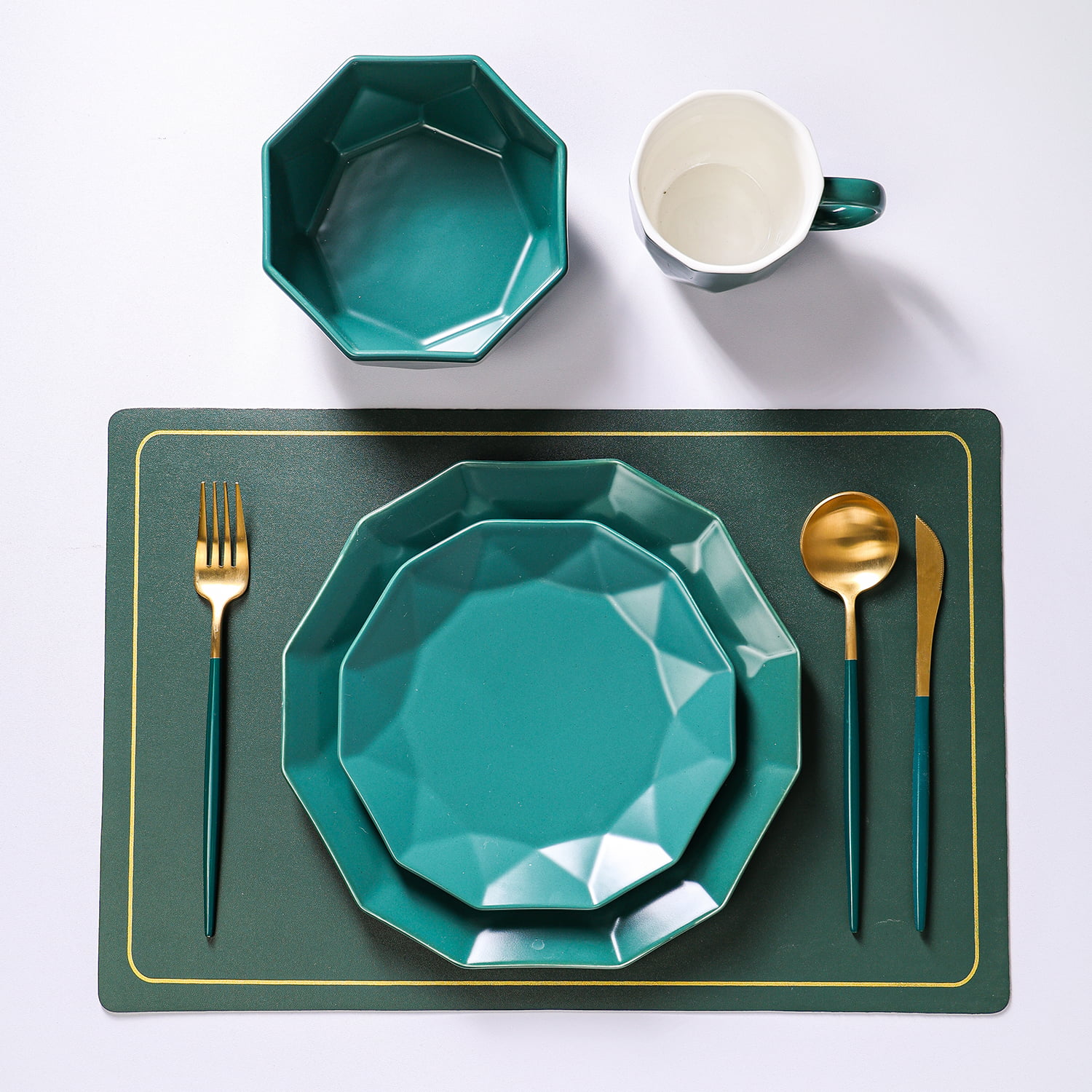 Stone + Lain Jamie Porcelain Collection Dinnerware Set, 32-Piece Service for 8, Green