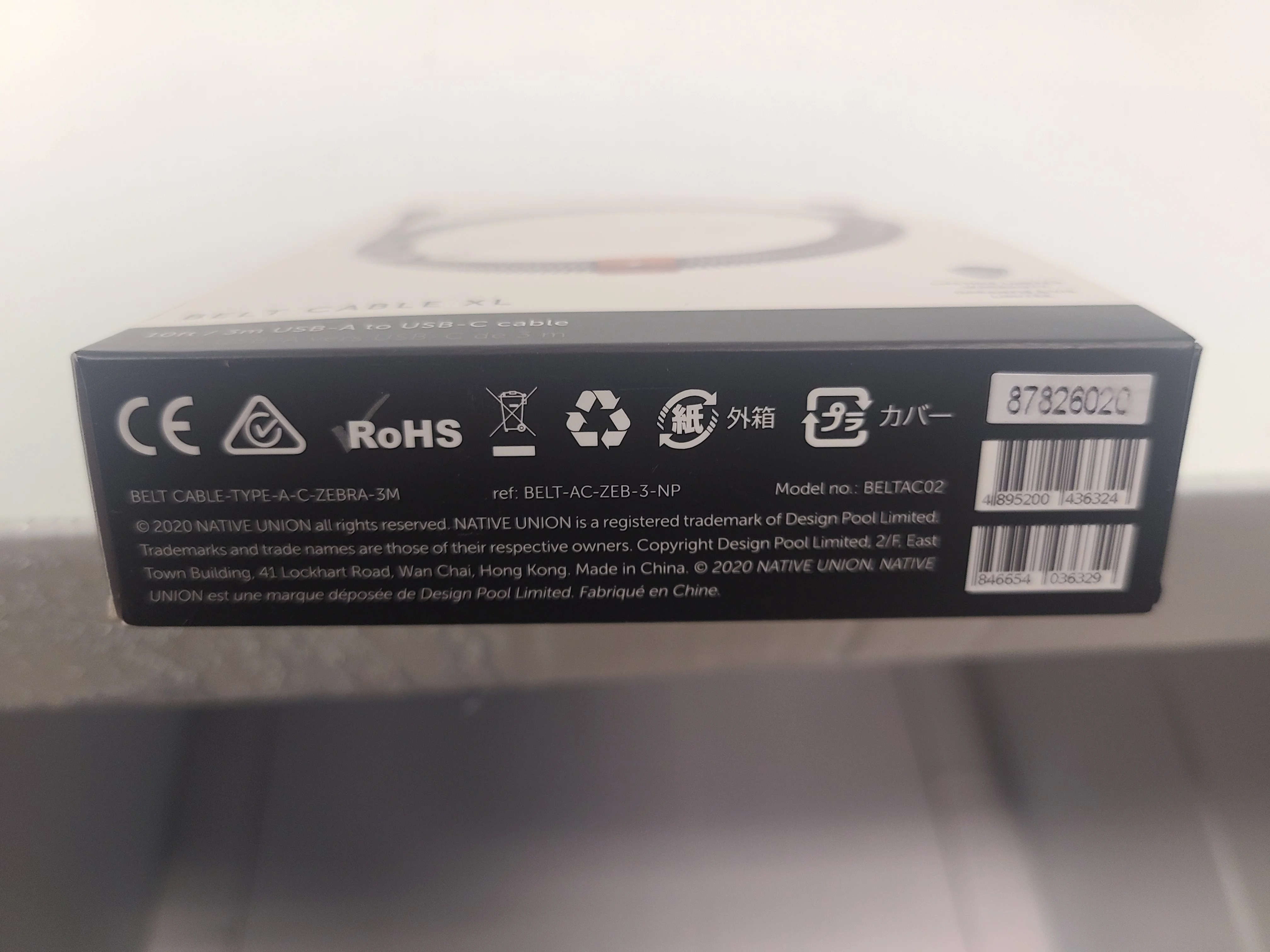 Native Union  10-Ft USB to USB-C Charge and Sync Braided Belt Cable - Gray