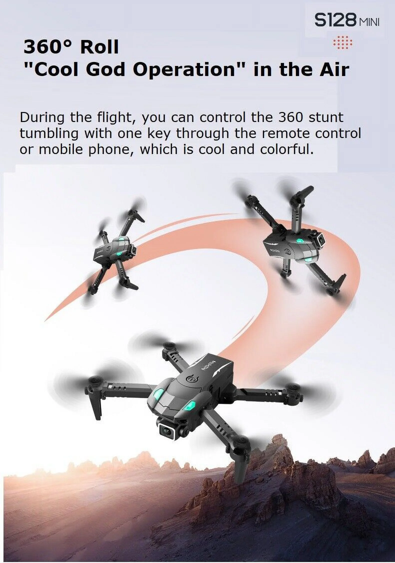 Jahy2Tech Mini Foldable RC Camera Drone Quadcopter, HD Dual Camera Toy Gift, 2 Batteries, Easy Flight