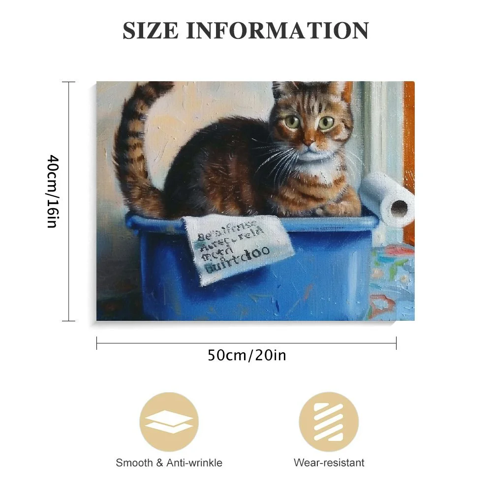 COMIO Litter Box Reading Funny Cat Pet Painting Wall