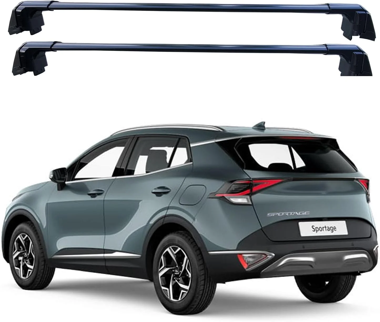 ROKIOTOEX Coyote Roof Rack Crossbars Fit for 2023-2024 Kia Sportage Hybrid EV, PHEV Flush Side Rails, Lockable Cross Bars for Rooftop Cargo Box Luggage, Ski Board, Bike Carrier – Black
