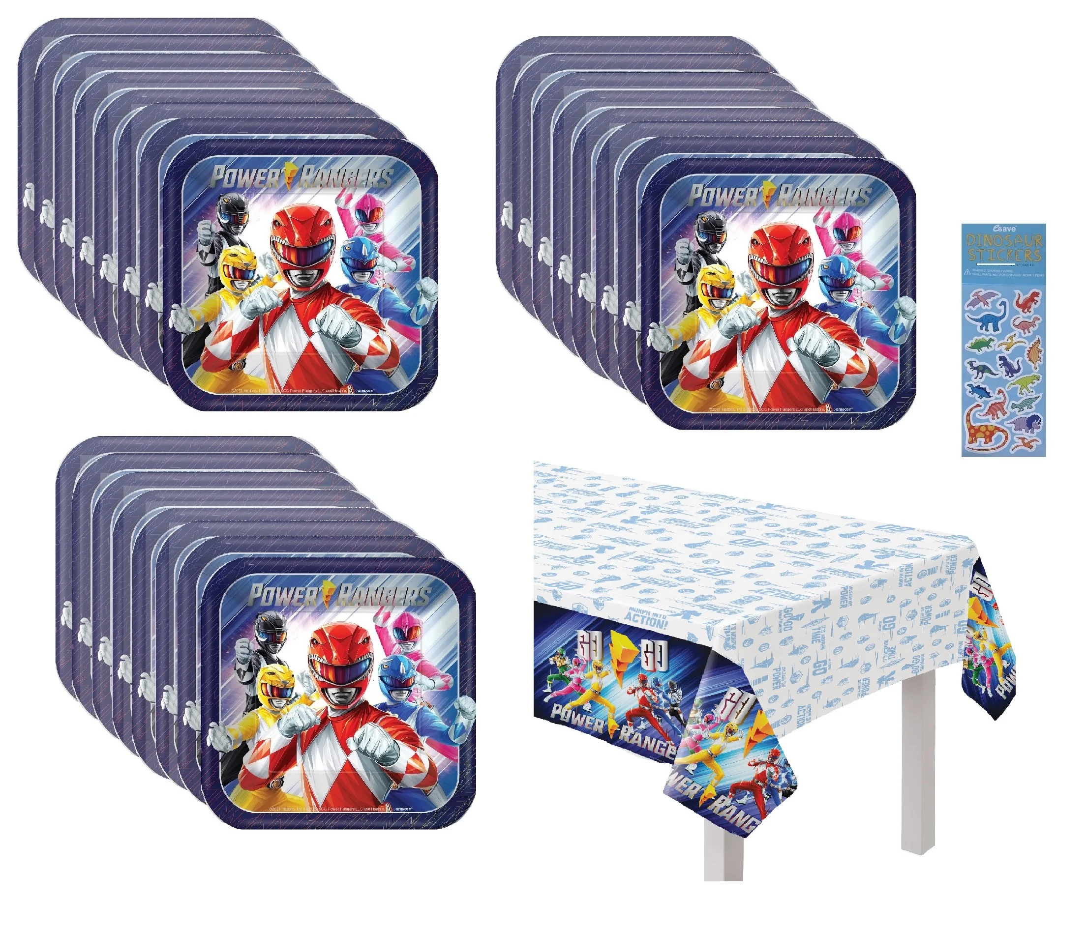 Power Rangers Birthday Party Supplies Bundle includes 24 Dessert Cake Plates 7