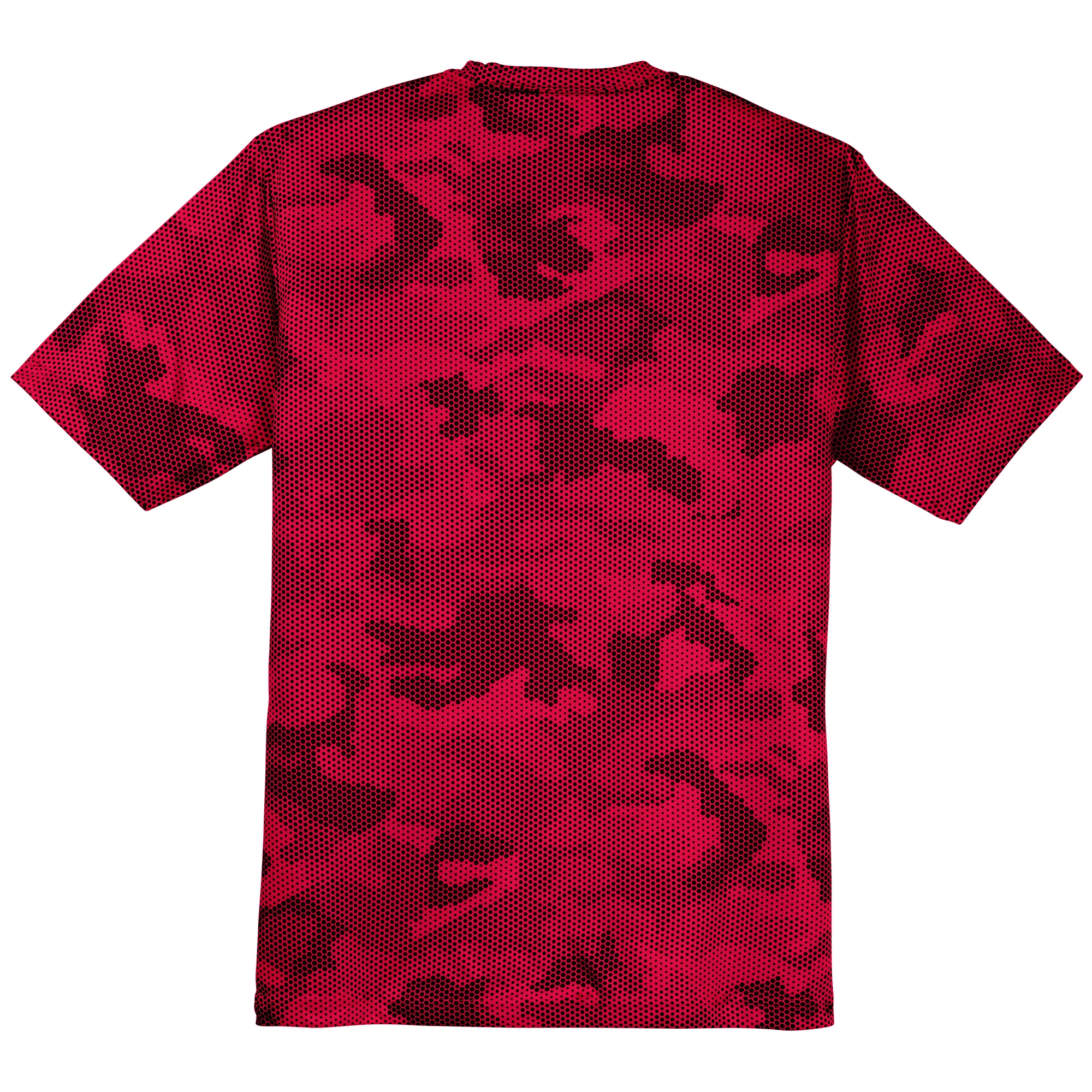 Mens Moisture Wicking CamoHex Polyester T-Shirt Deep Red XS