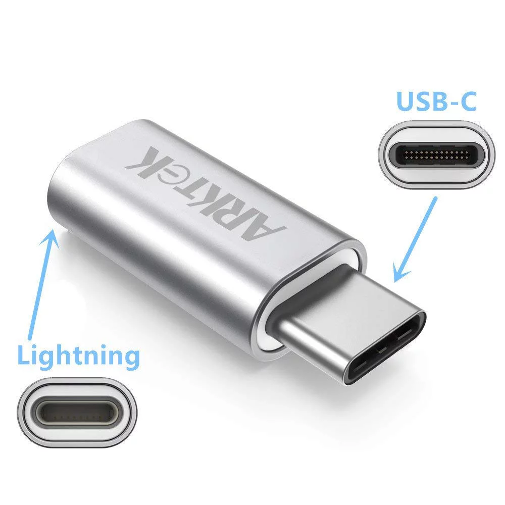Lightning to USB-C Adapter, Lightning (Female) to USB Type C (Male) 5 Gbps Data Sync and Charging Connector for Apple New MacBook Samsung S9 Chromebook Pixel and more (Pack of 2, Silver)