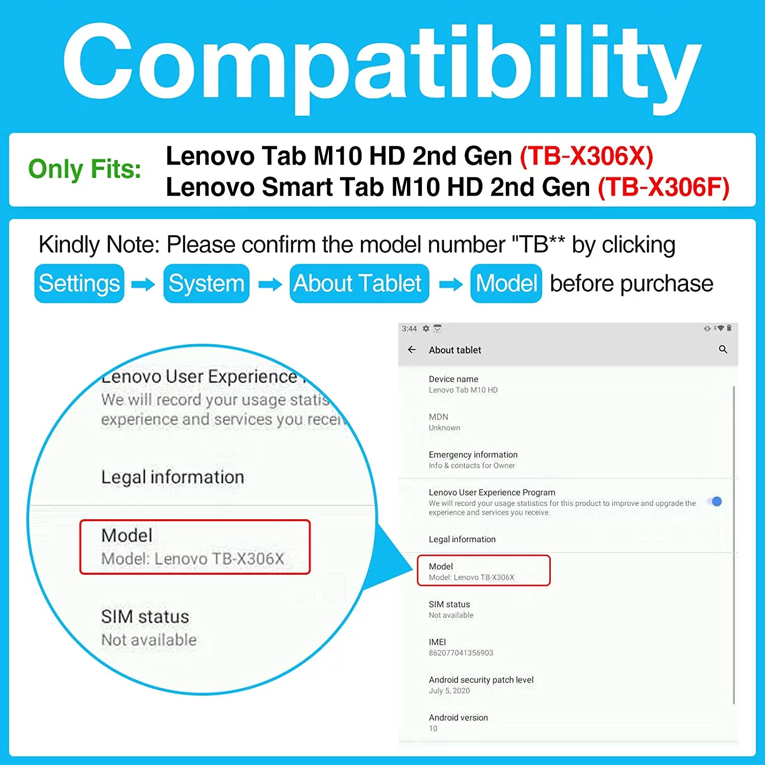 Alltyech Smart Case for Lenovo Tab M10 HD 2nd Gen (TB-X306X) / Smart Tab M10 HD 2nd Gen (TB-X306F) 10.1