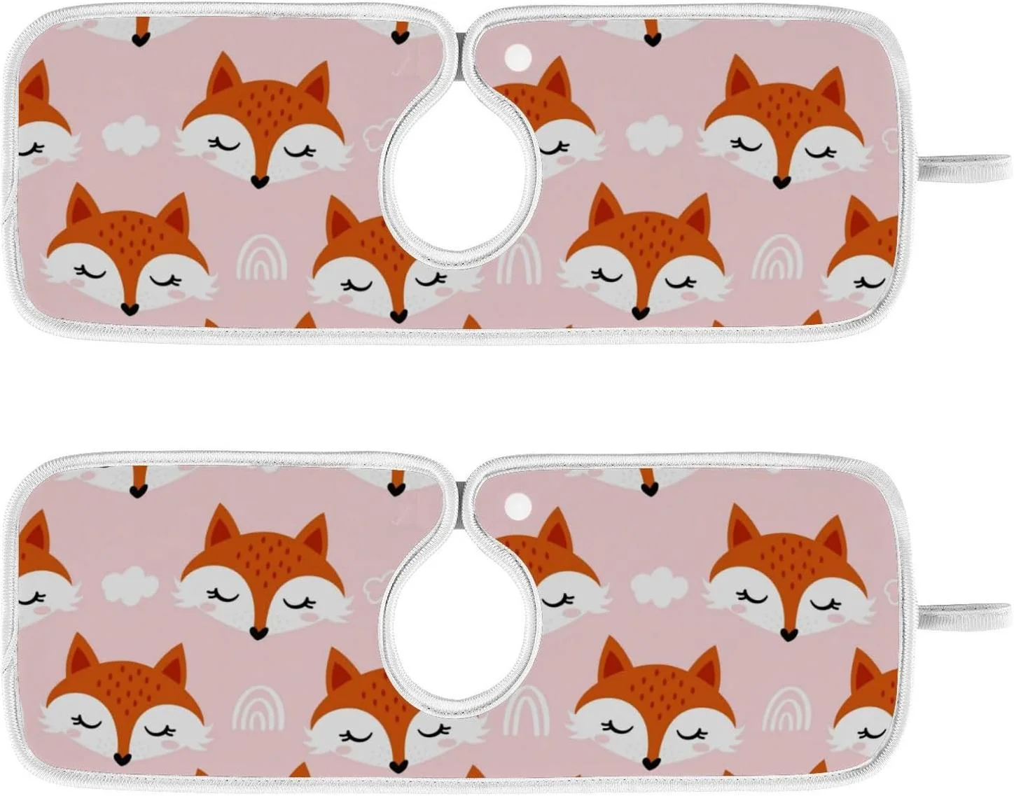 Coolnut 2 Pack Faucet Mat Splash Guard for Kitchen Sink,Cute Fox 30x5 Inch Super Absorbent Microfiber Sink Protector Mat, Kitchen Sink Mat Machine Washable Kitchen Sink Accessories