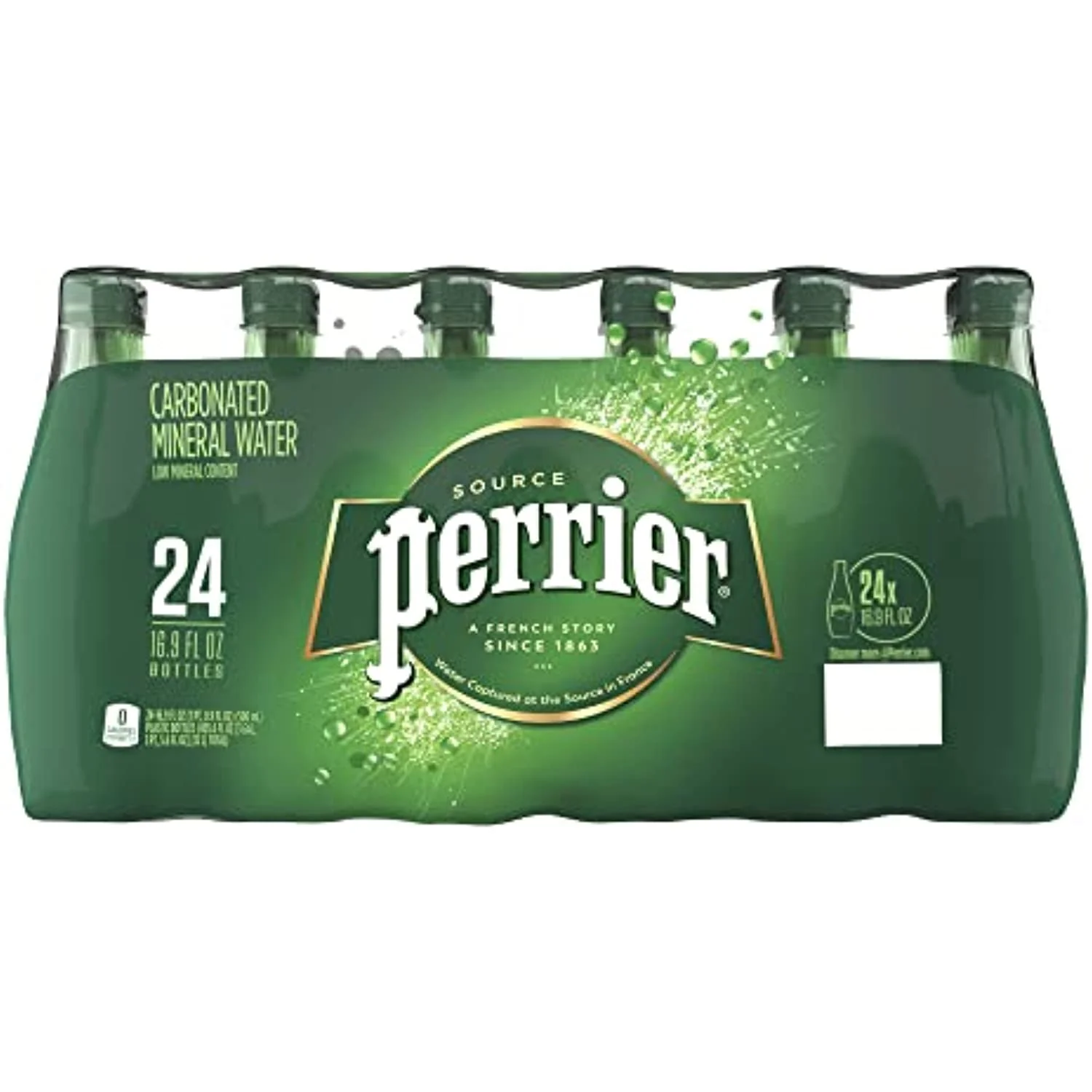 Perrier Sparkling Natural Mineral Water, 16.9 Oz, Case Of 24 Bottles