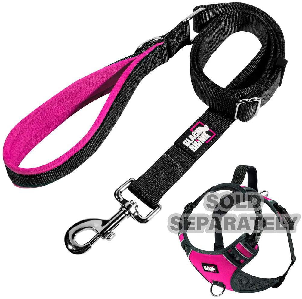 BLACK RHINO Training Dog Leash with Padded Handle Adjustable (Pink/Black)