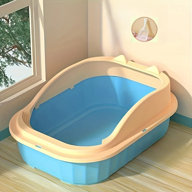 Large Semi-Enclosed Cat Litter Box - Anti-Splash and Easy to Clean