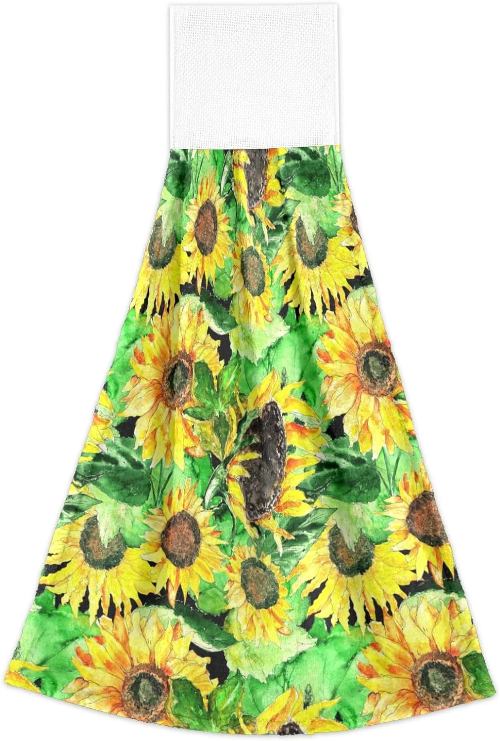 SKYSONIC Hanging Kitchen Towel 12 x 17 Inch Hand Painted Sunflower Towel Set 2 Pieces of Dry Towels