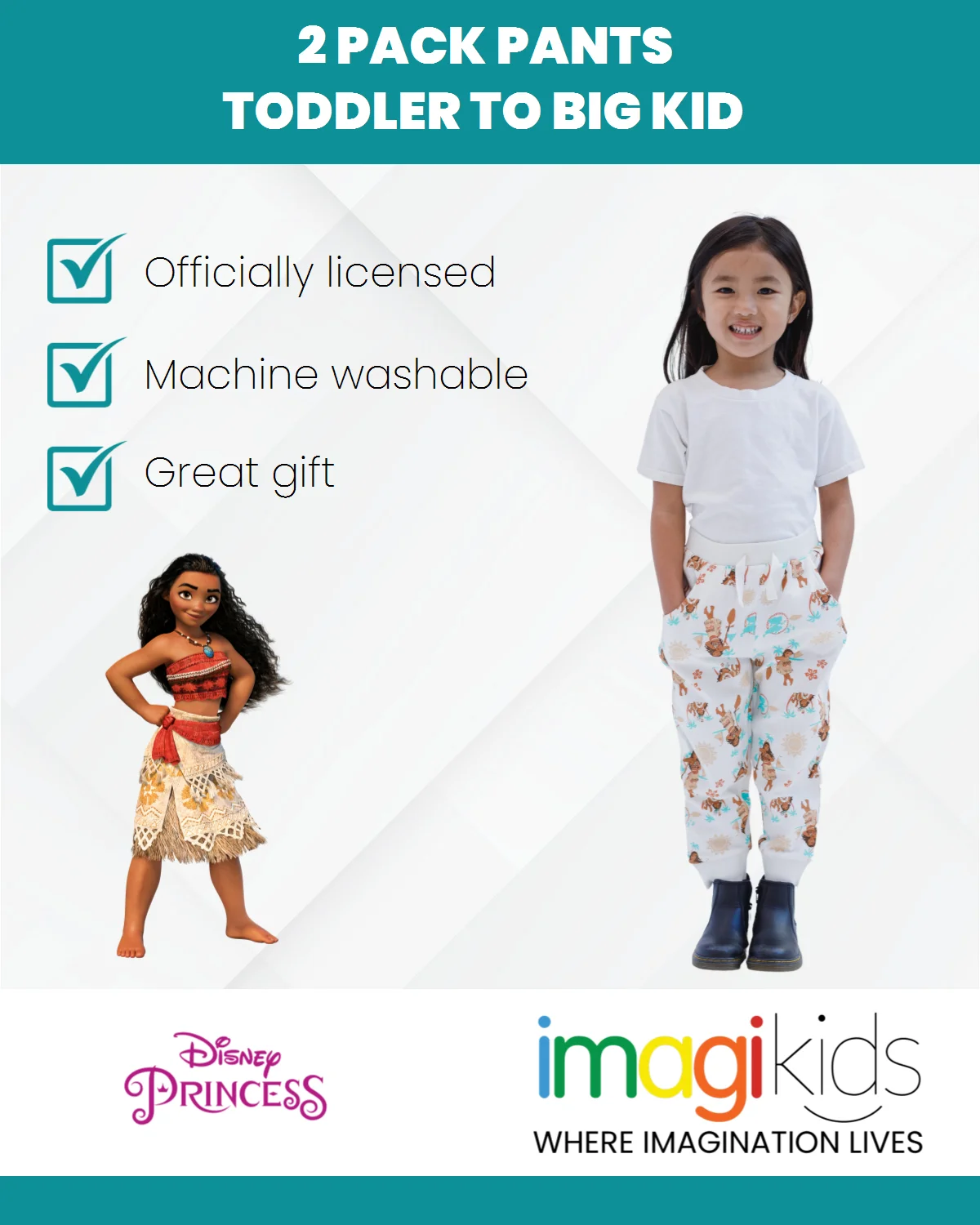 Disney Princess Moana 2 Pack Pants Toddler to Big Kid