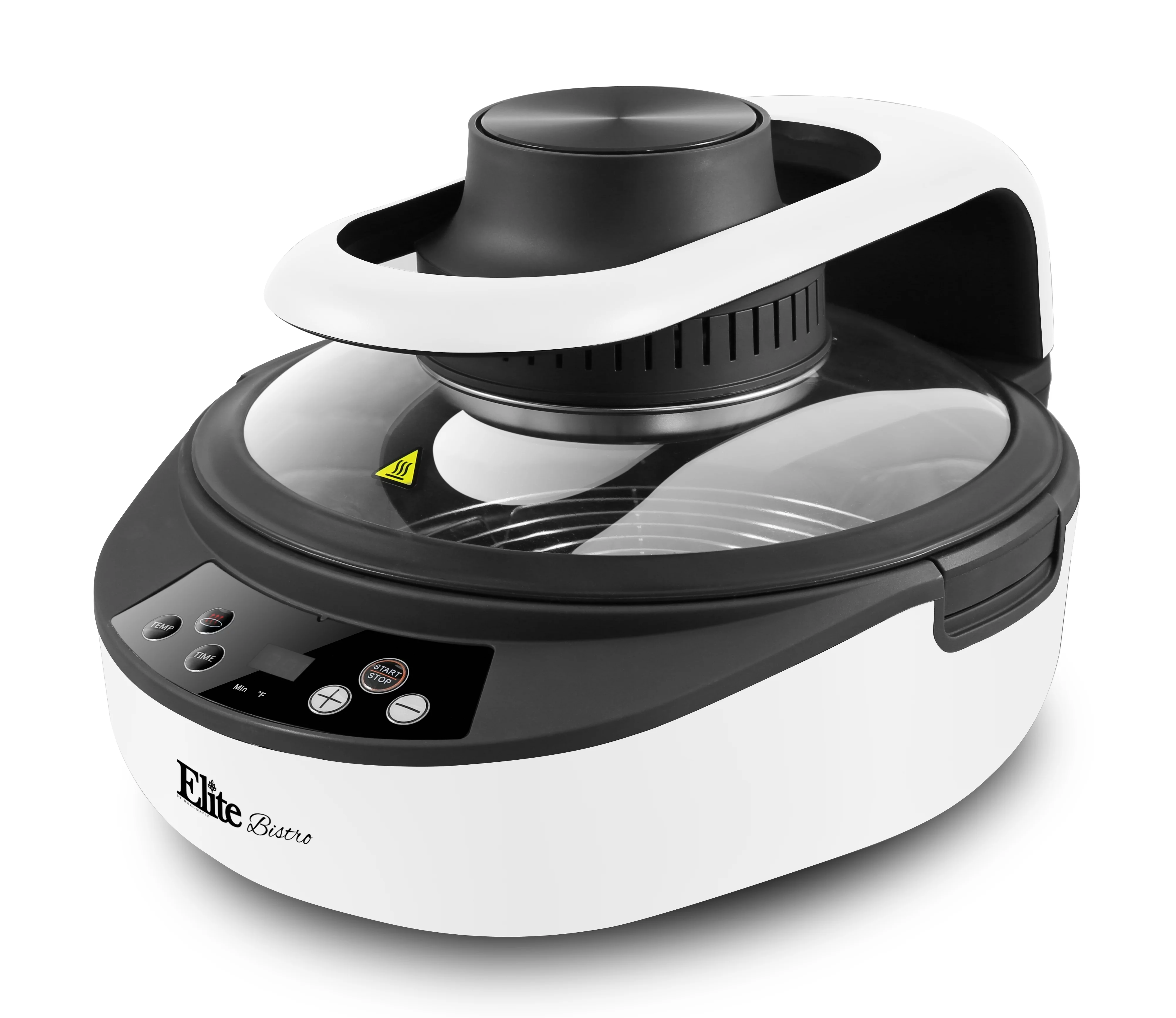 Elite Gourmet EAF5002W Clamshell Air Fryer Dual Heating Oil-Less Healthy Cooker with 5Qt. Capacity,1500-Watts, White