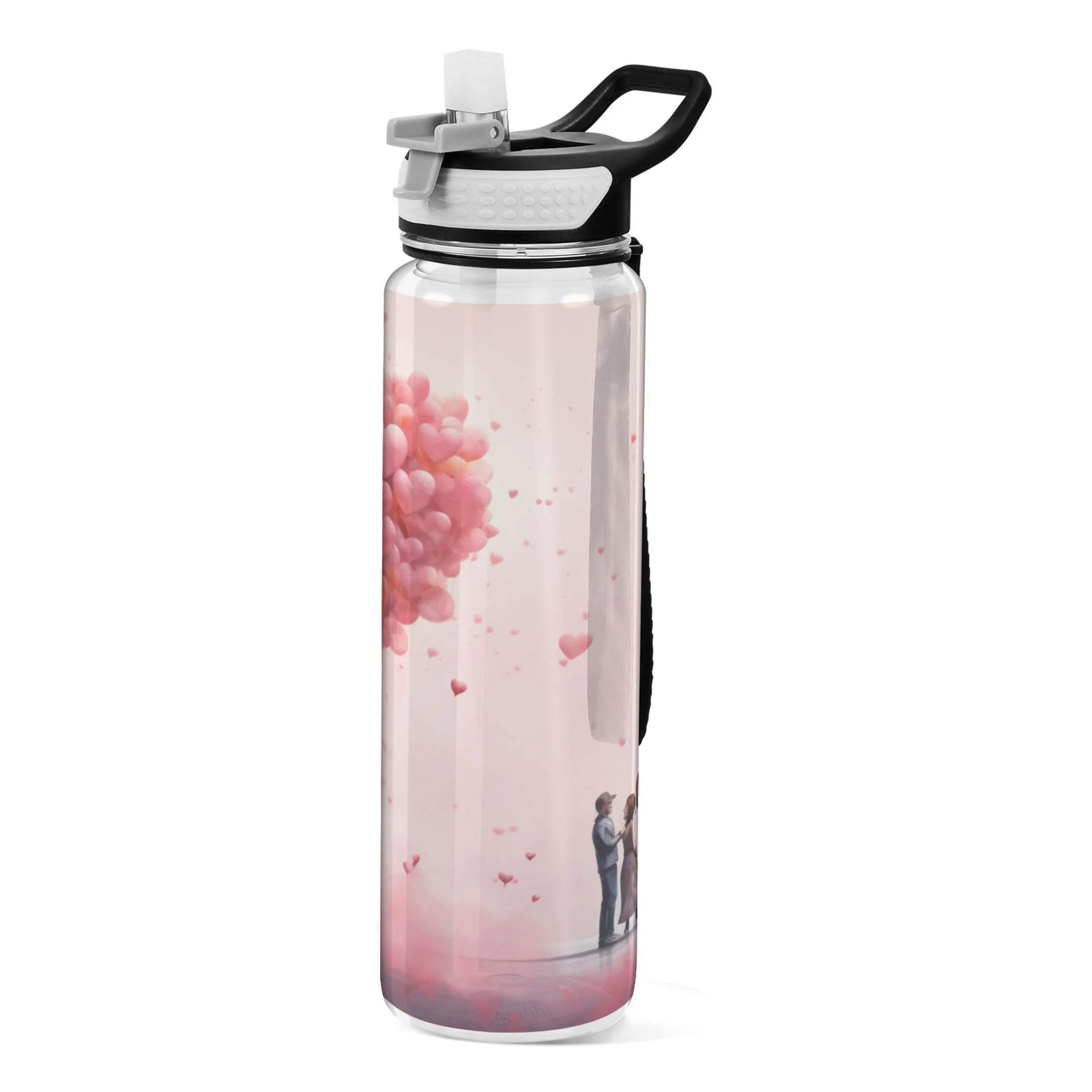 Love Valentine 32oz Sports Water Bottles Leakproof Tritan Bottle with Straw BPA Free Clear Bottle for Fitness Gym Outdoor Cycling
