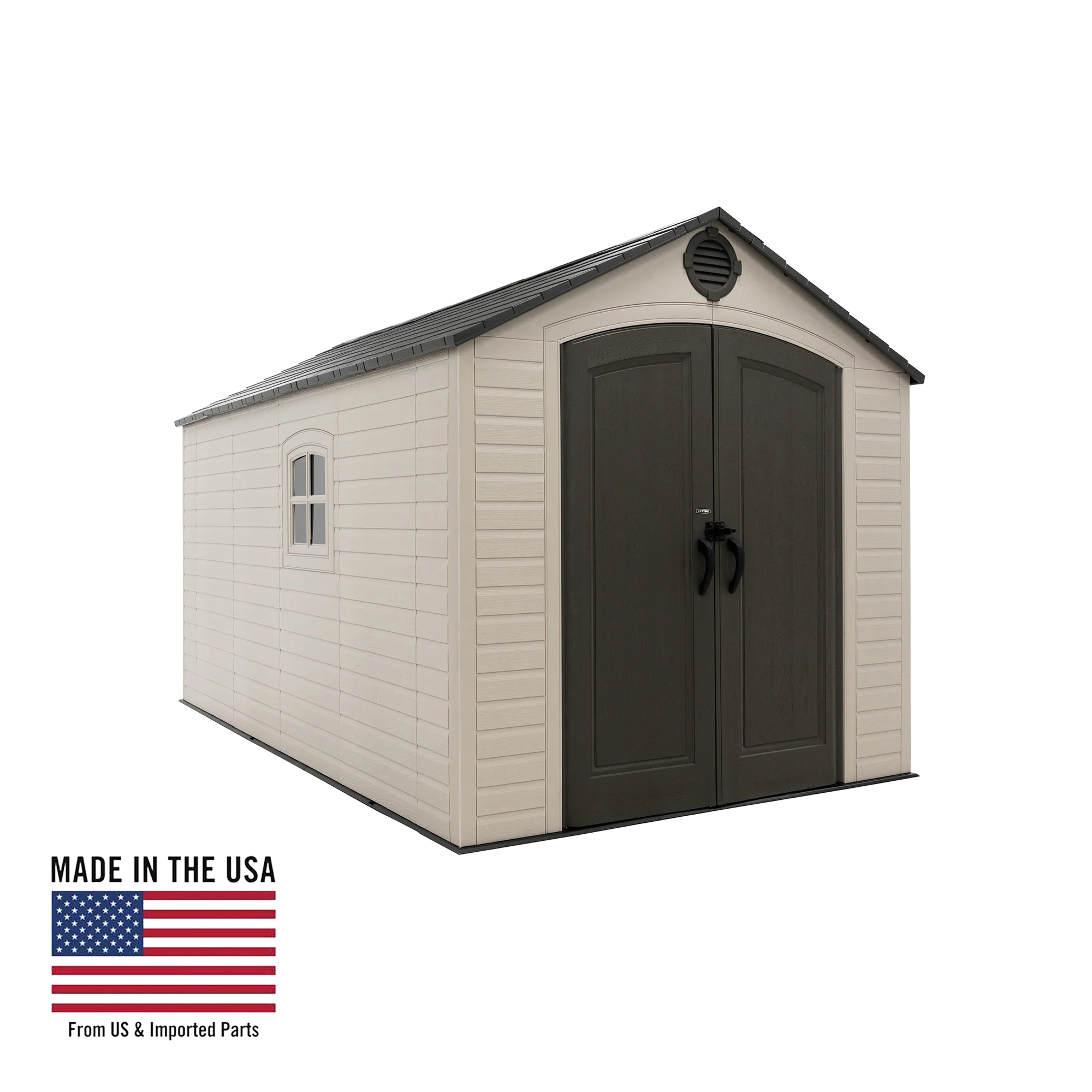 Lifetime Polyethylene Storage Shed, 90 sq. ft., 8 ft. x 12.5 ft. 8 ft., Desert Sand (60395)