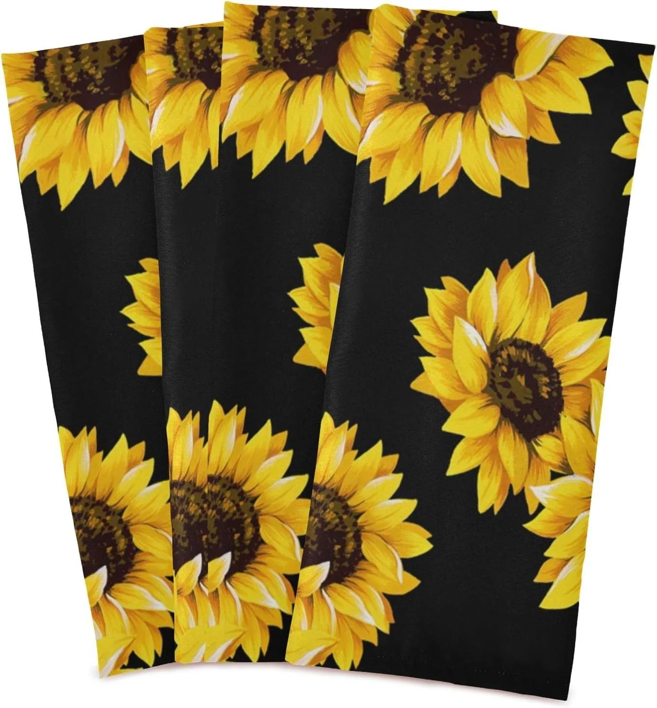 Bestwell 4 pieces Sunflower Kitchen Dish Towel, Super Absorbent Soft Drying Cloth Tea Bar Towels, 28