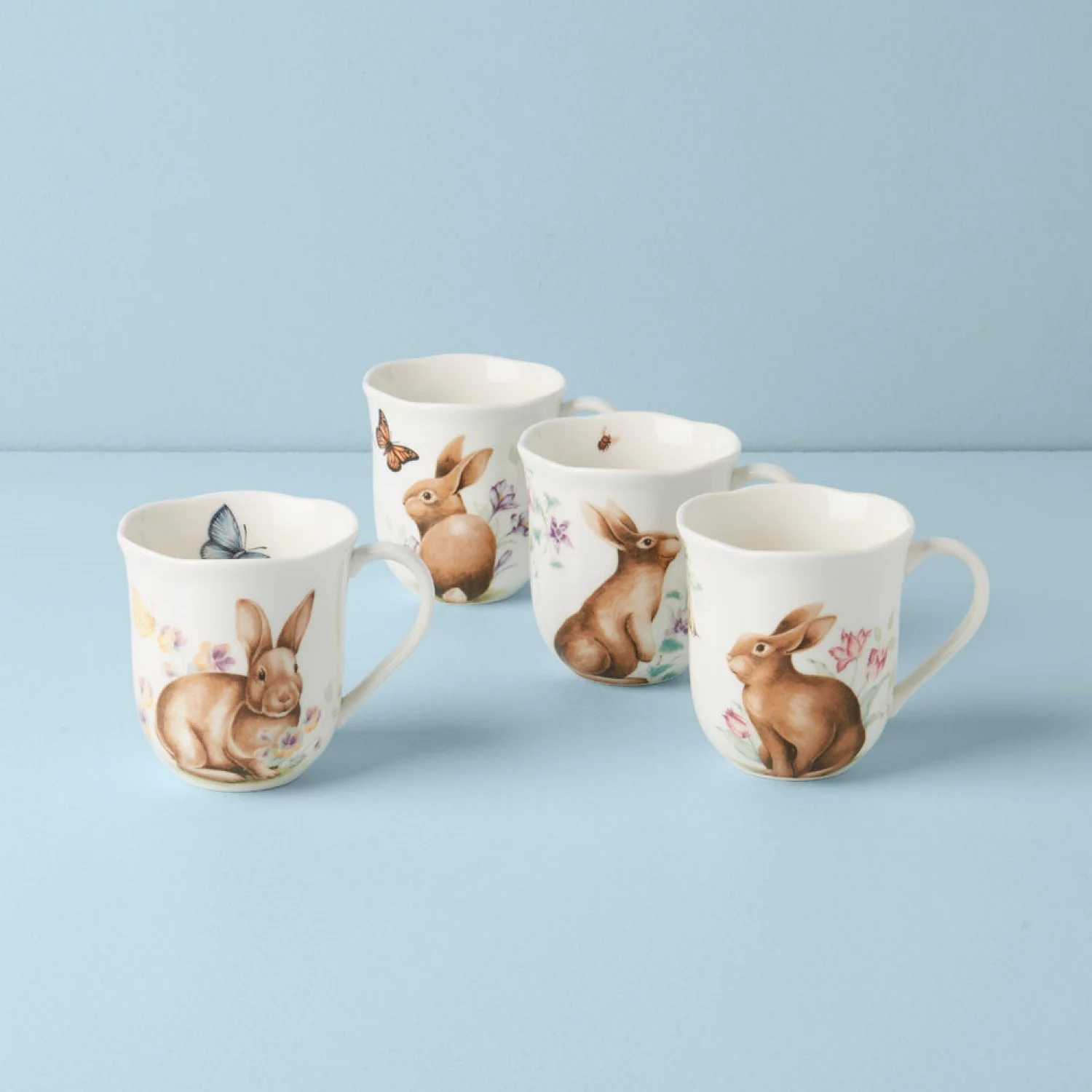 Lenox Butterfly Meadow Bunny Mugs, Set Of 4, Assorted