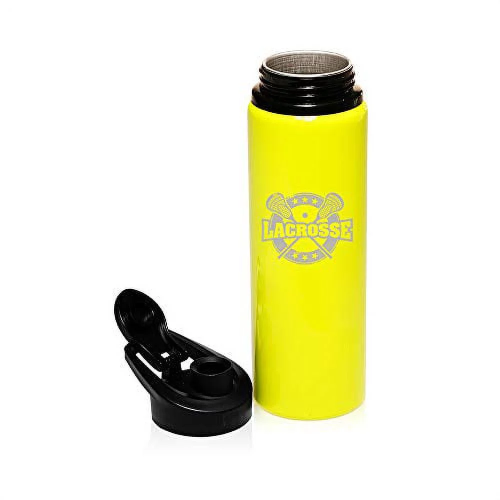 MIP Brand 25 oz Aluminum Sports Water Travel Bottle Lacrosse Vintage (Yellow)
