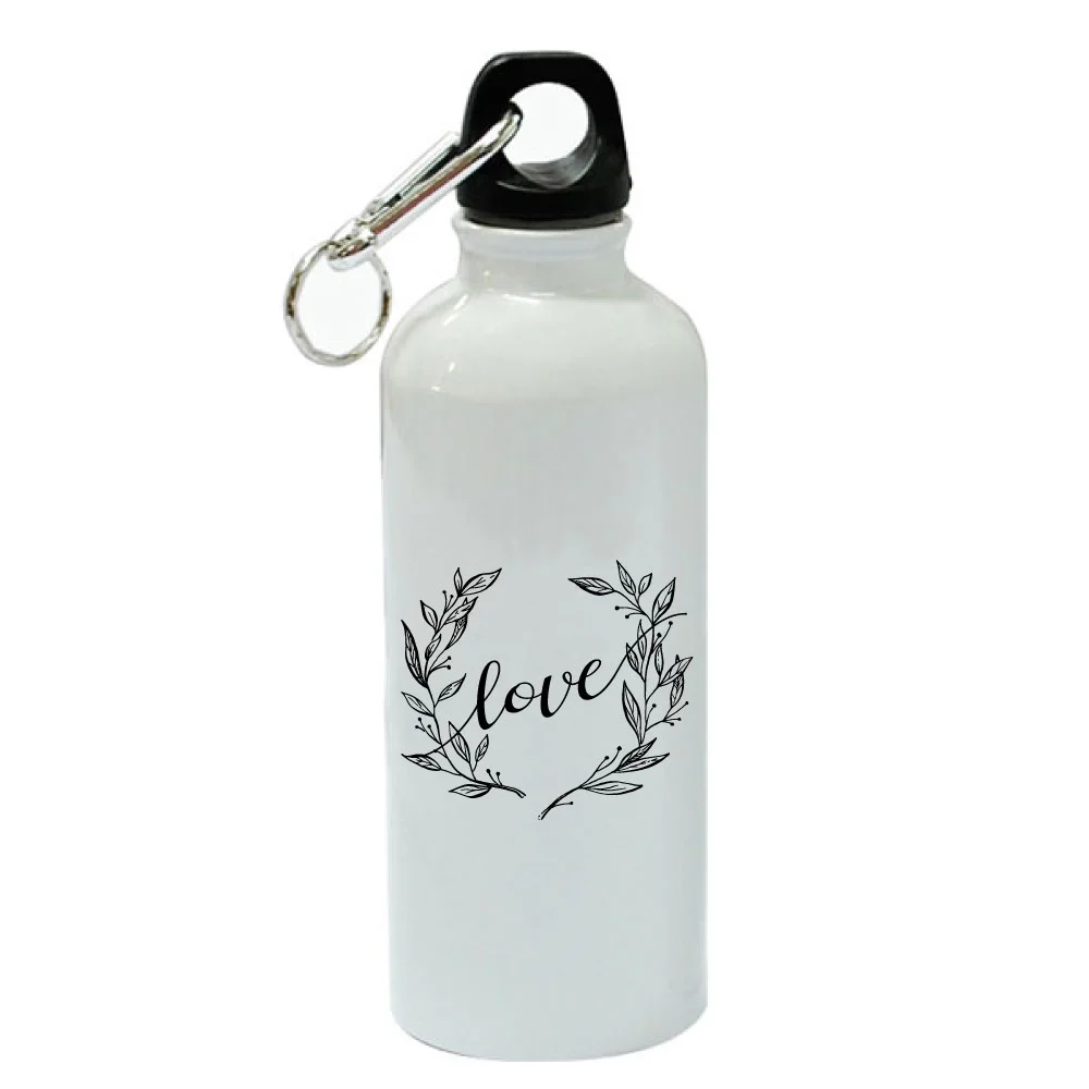 Love Wreath White Aluminum Sports 20 oz Water Bottle