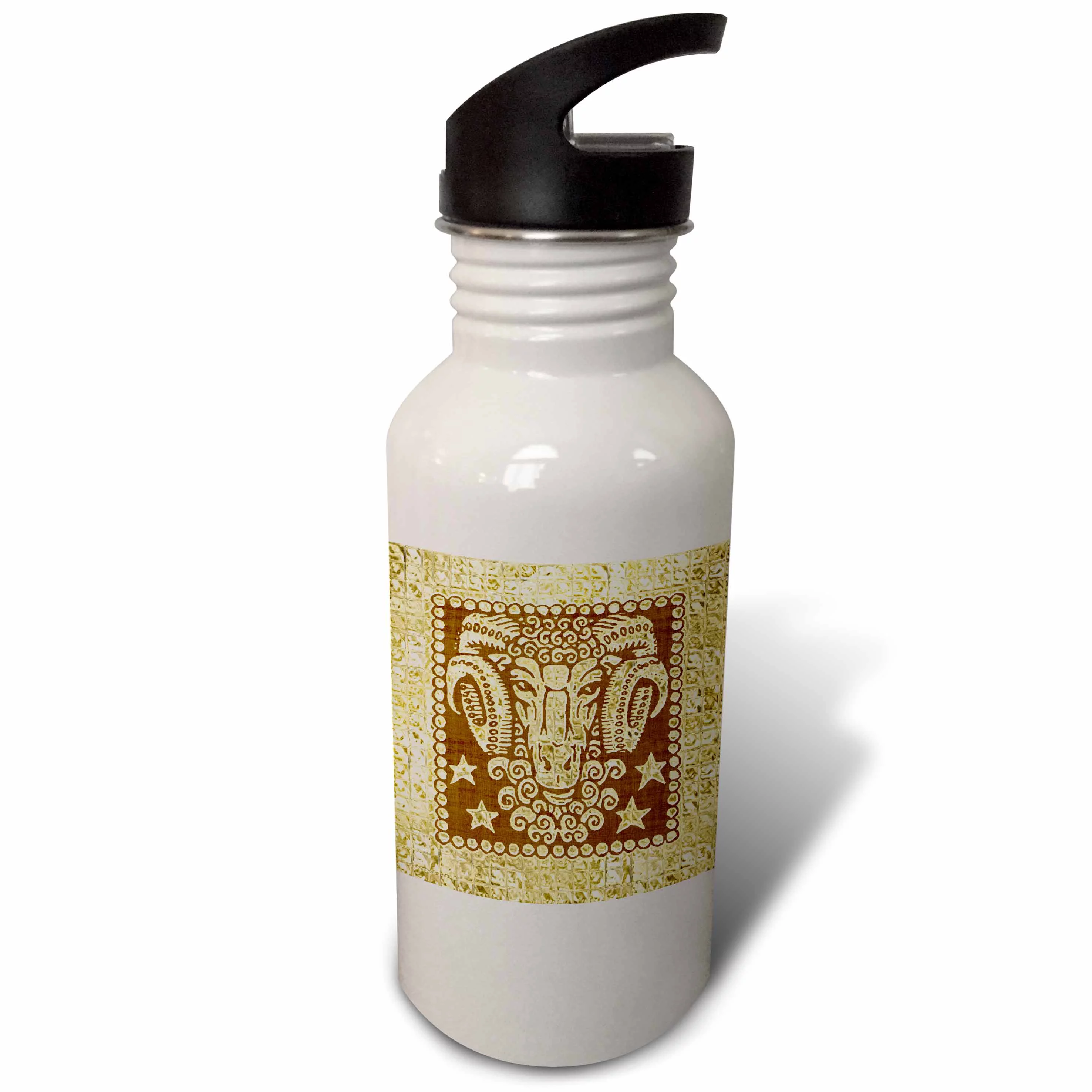 Zodiacal Constellation Aries, Gold and Brown Design 21 oz Sports Water Bottle wb-212240-1