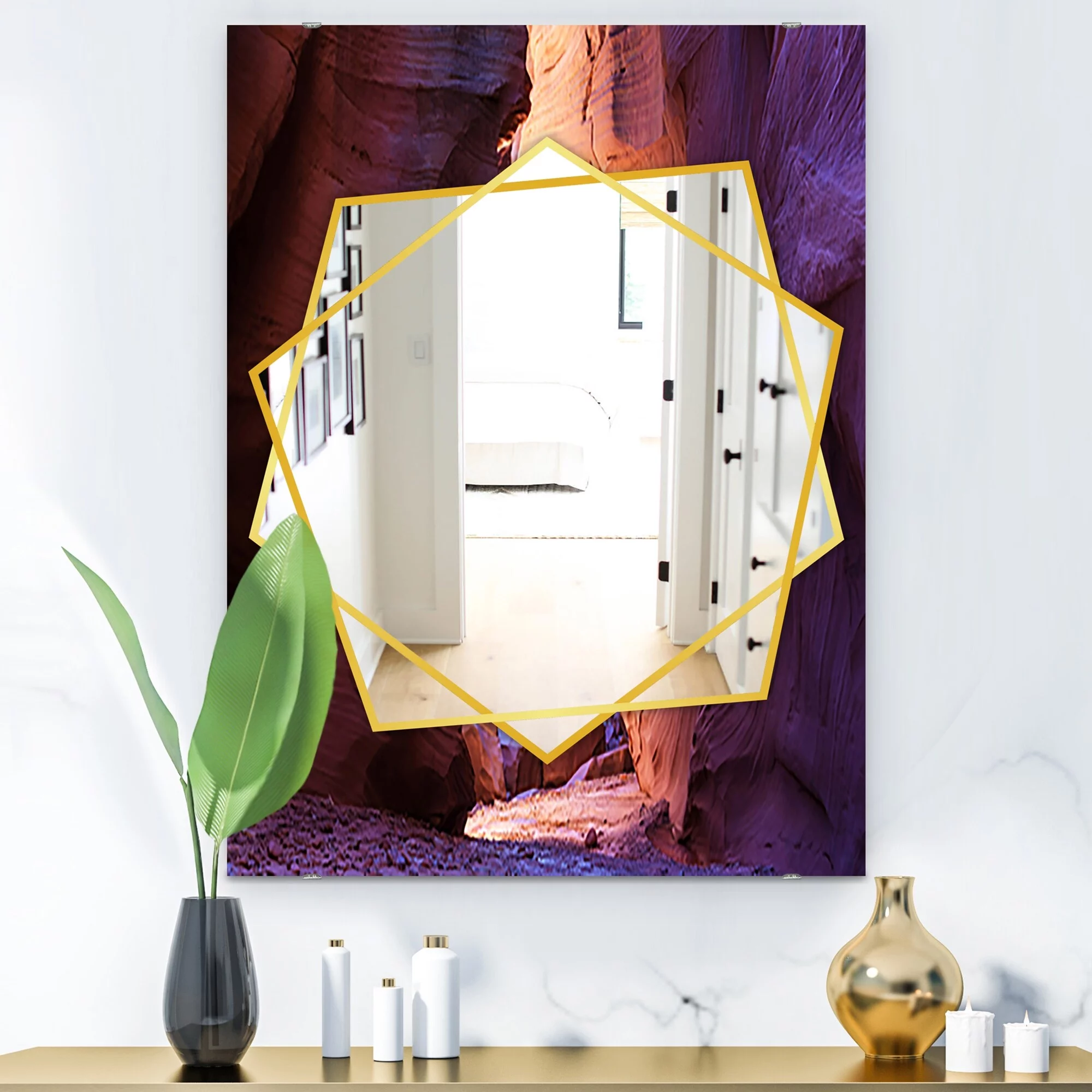DESIGN ART Designart 'Usa Slot Antelope Canyon' Traditional Mirror - Printed Wall Mirror 27.5in.x39.5in.