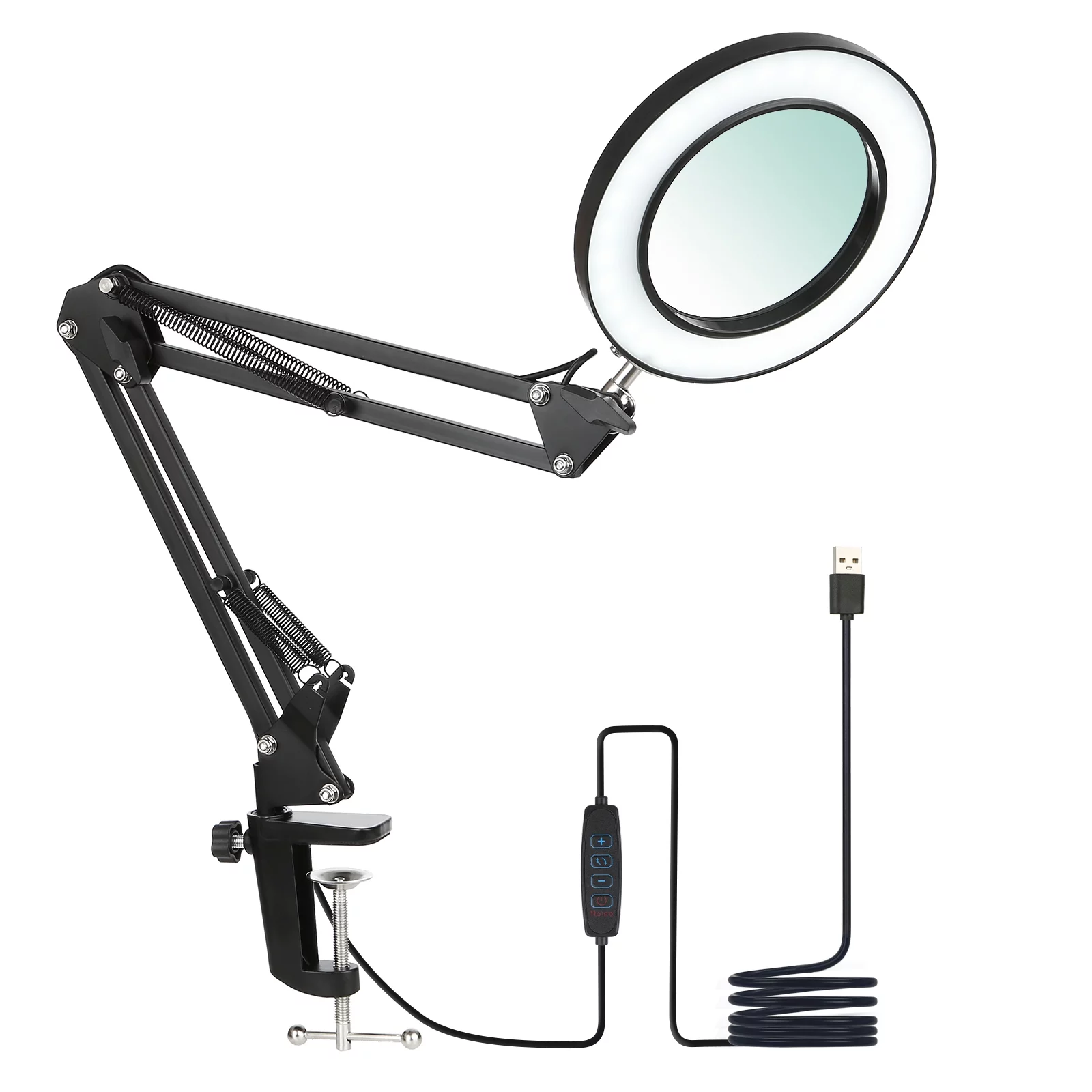 Flexible Desk Lamp with 8x Magnifier, Swing Arm Design, and 10 Brightness Levels Ideal for Studying and Collecting