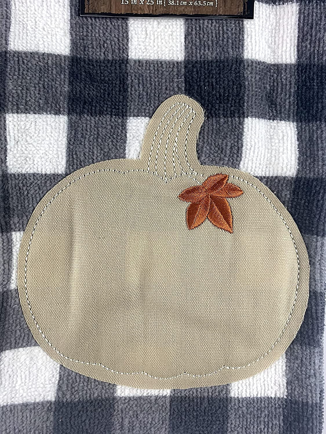 Serafina Home Farmhouse Country Kitchen Dish Towels Set: Black and White Check Harvest Pumpkin Design (Check Pumpkin)