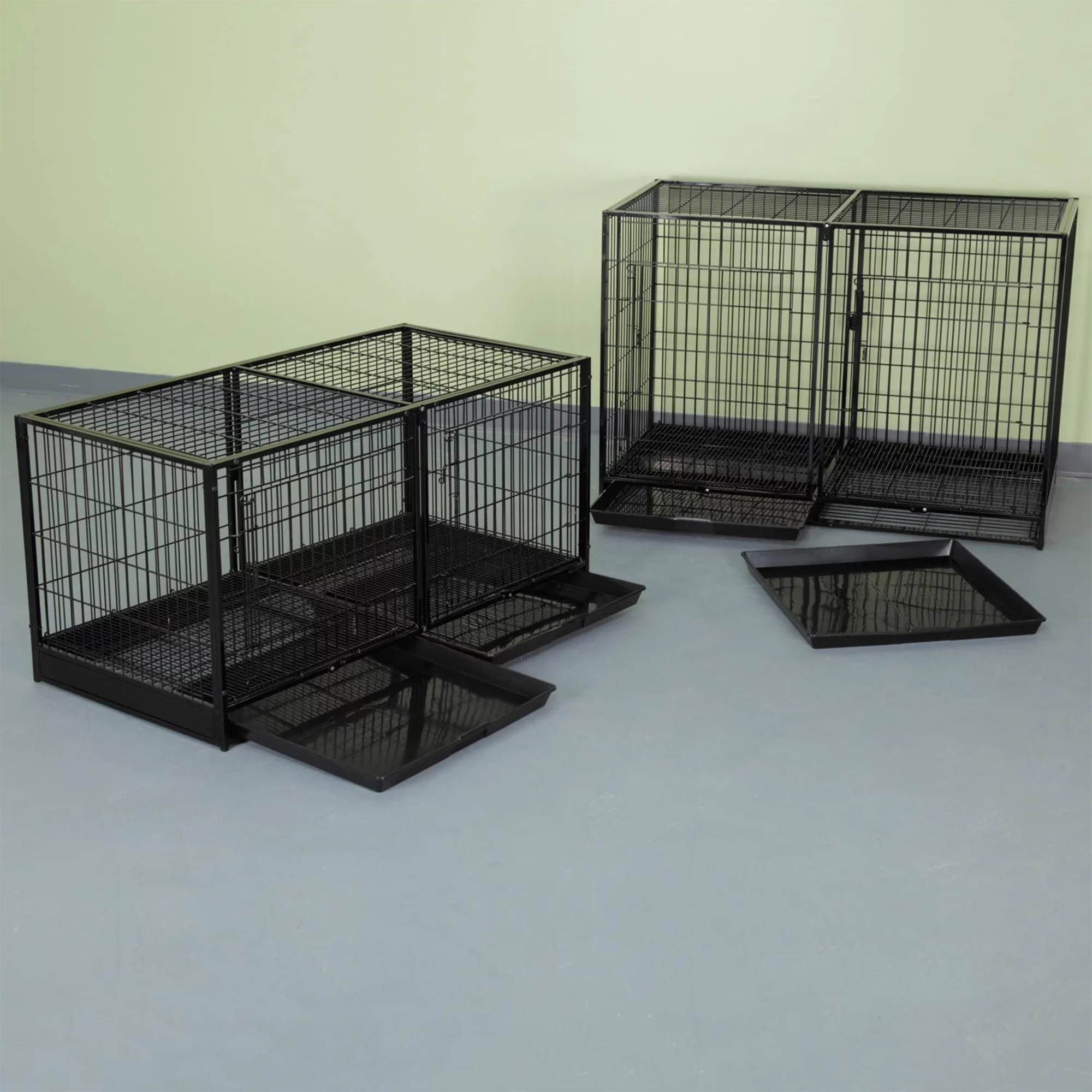 Pro Select Steel Modular Cage with Plastic Tray, Black