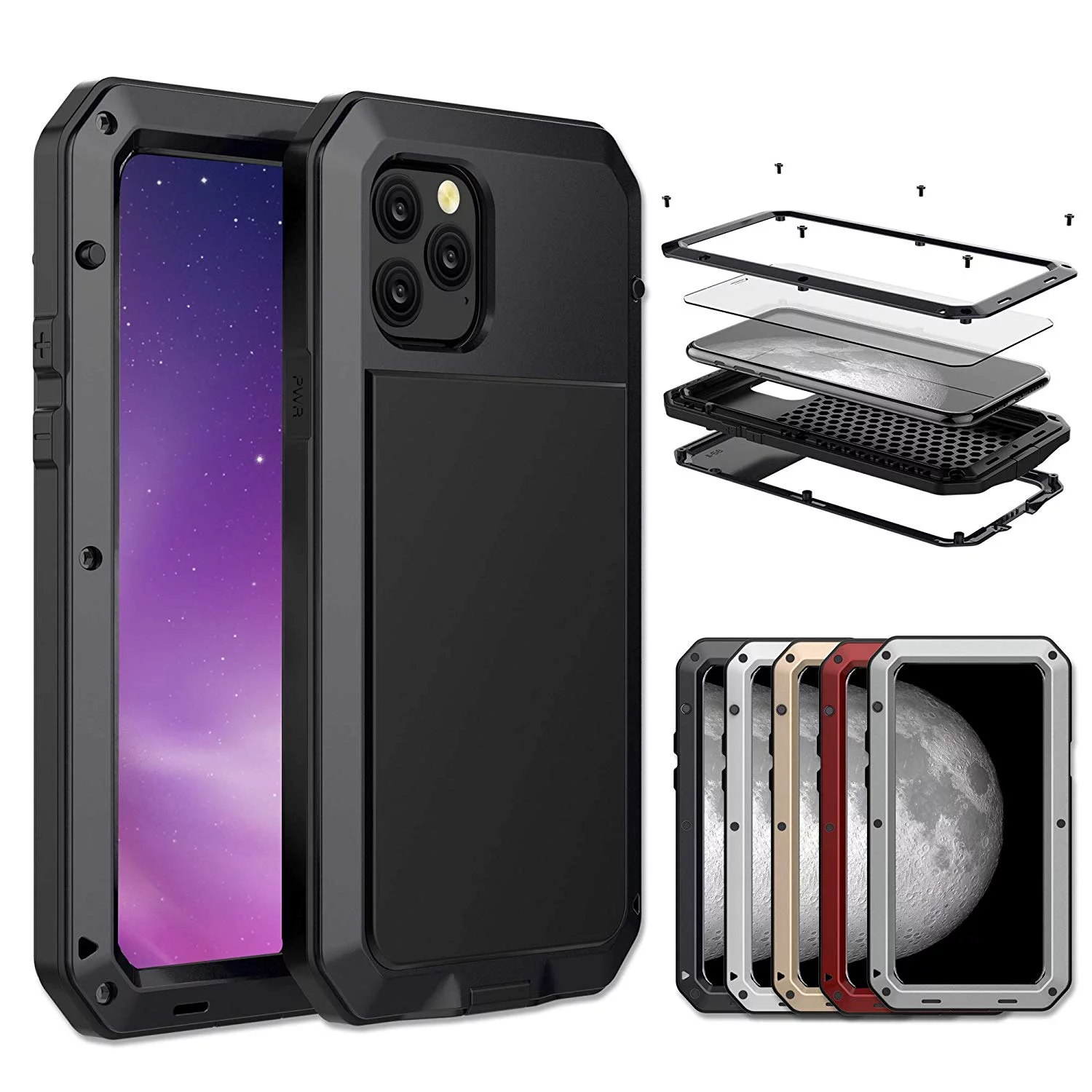 Gorilla Glass Aluminum Metal iPhone 11 Case (Black) Heavy Duty Military Grade Shockproof and Scratch Resistant Protection, Rugged Outdoor Travel