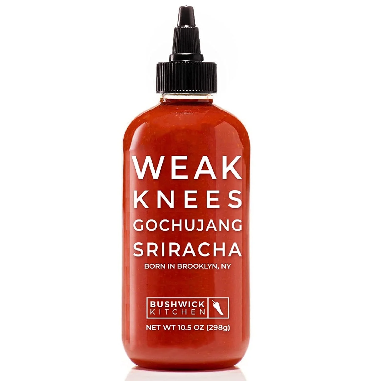 Weak Knees Gochujang Sriracha Hot Sauce, Sriracha Sauce, Easy Squeeze Bottle Chili Sauce 10.5oz