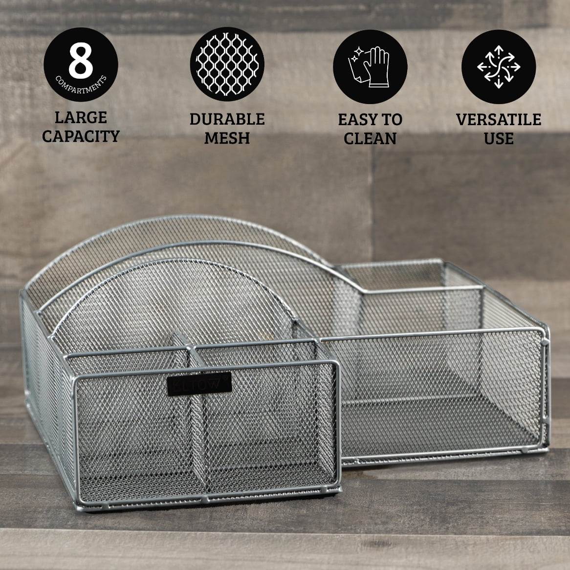 Eltow Black Mesh Caddy, For Plates and Cutlery, Perfect for Picnic and BBQ
