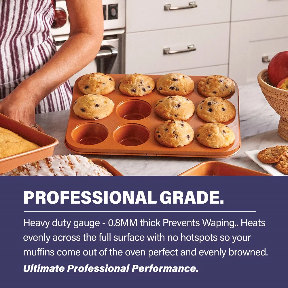 Gotham Steel 12 Cup Nonstick Aluminum Muffin Pan, 1 in Diameter Cups