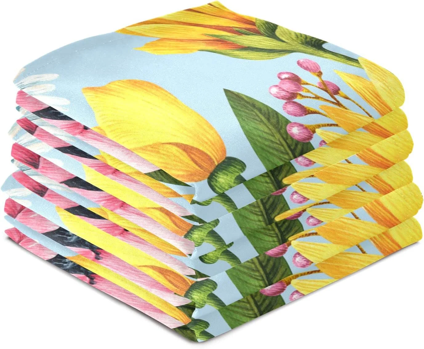 GZHJMY Daisies and Sunflowers Kitchen Towels Set of 6 Dishcloths Hand Towels Tea Towels Ultra Absorbent for Cleaning Washing Drying Dishes Tableware 28'' x 18''