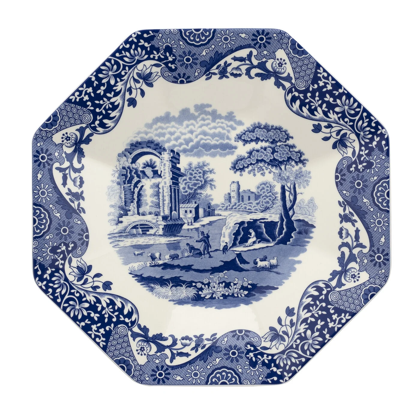 Spode Blue Italian 14 Inch Octagonal Platter