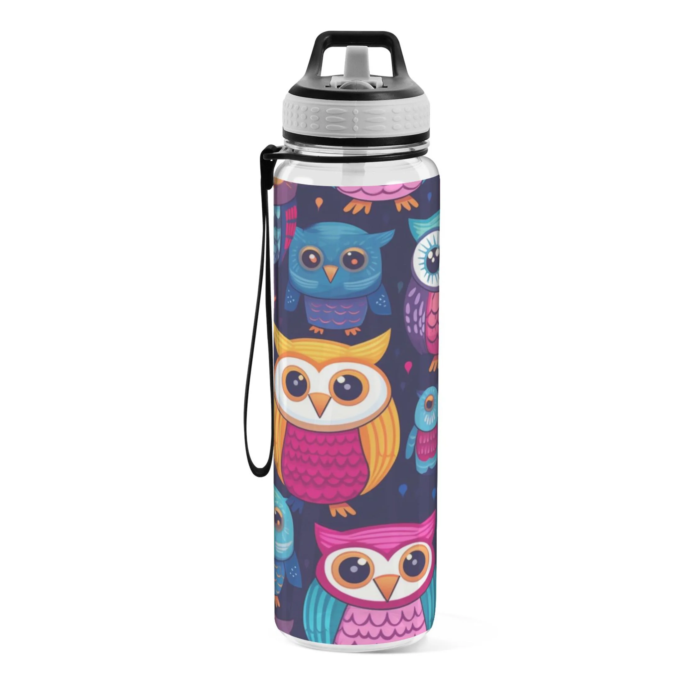 Owls 32oz Sports Water Bottles Leakproof Tritan Bottle with Straw BPA Free Clear Bottle for Fitness Gym Outdoor Cycling